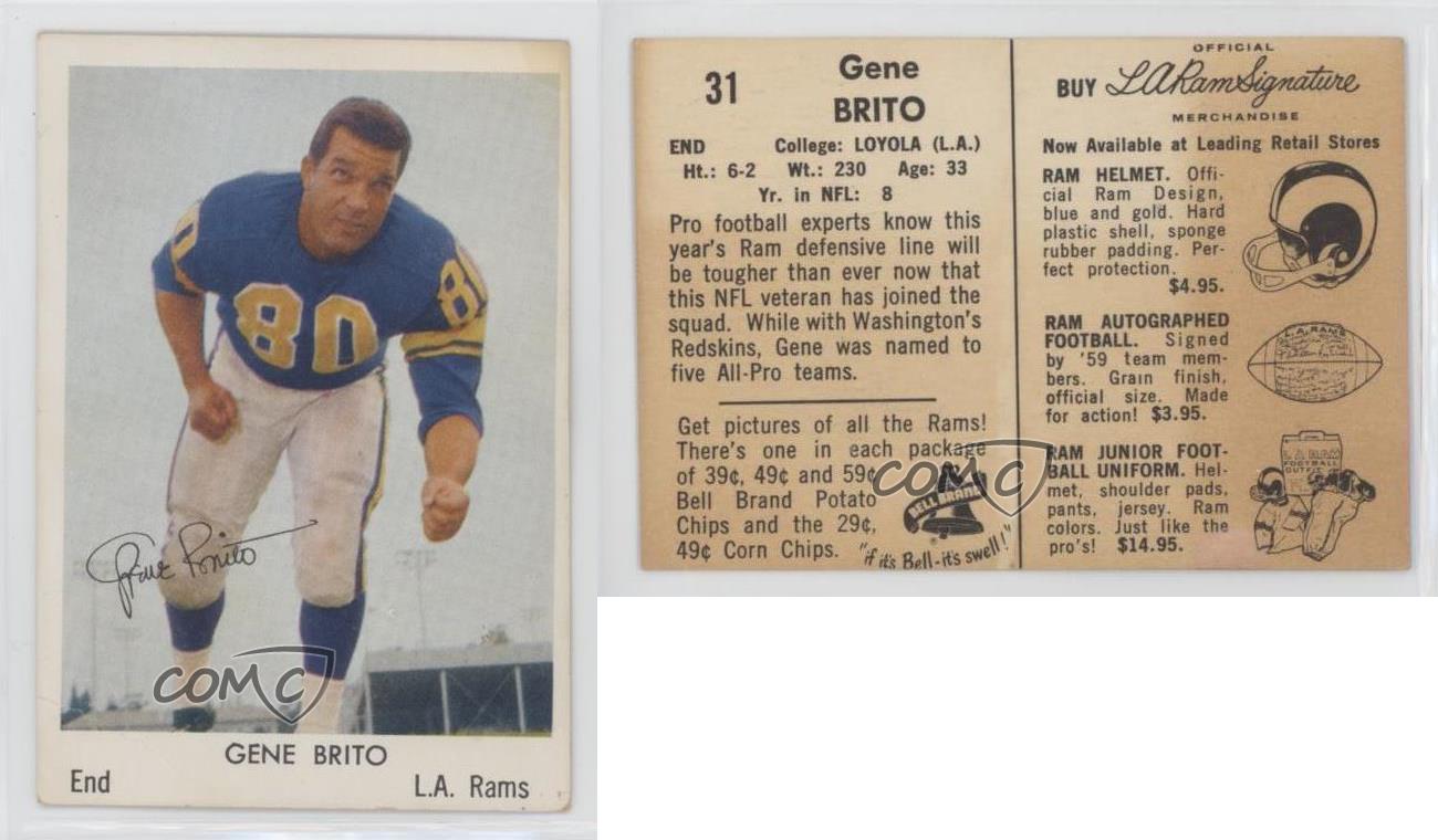 1959 Bell Brand Los Angeles Rams Gene Brito #31 | eBay