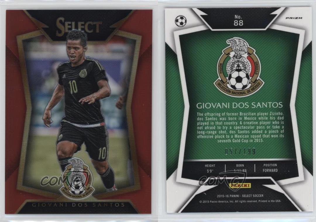 2015 Panini Select Red Prizm /199 Giovani Dos Santos (variazione foto retro palla) - Foto 4 di 4