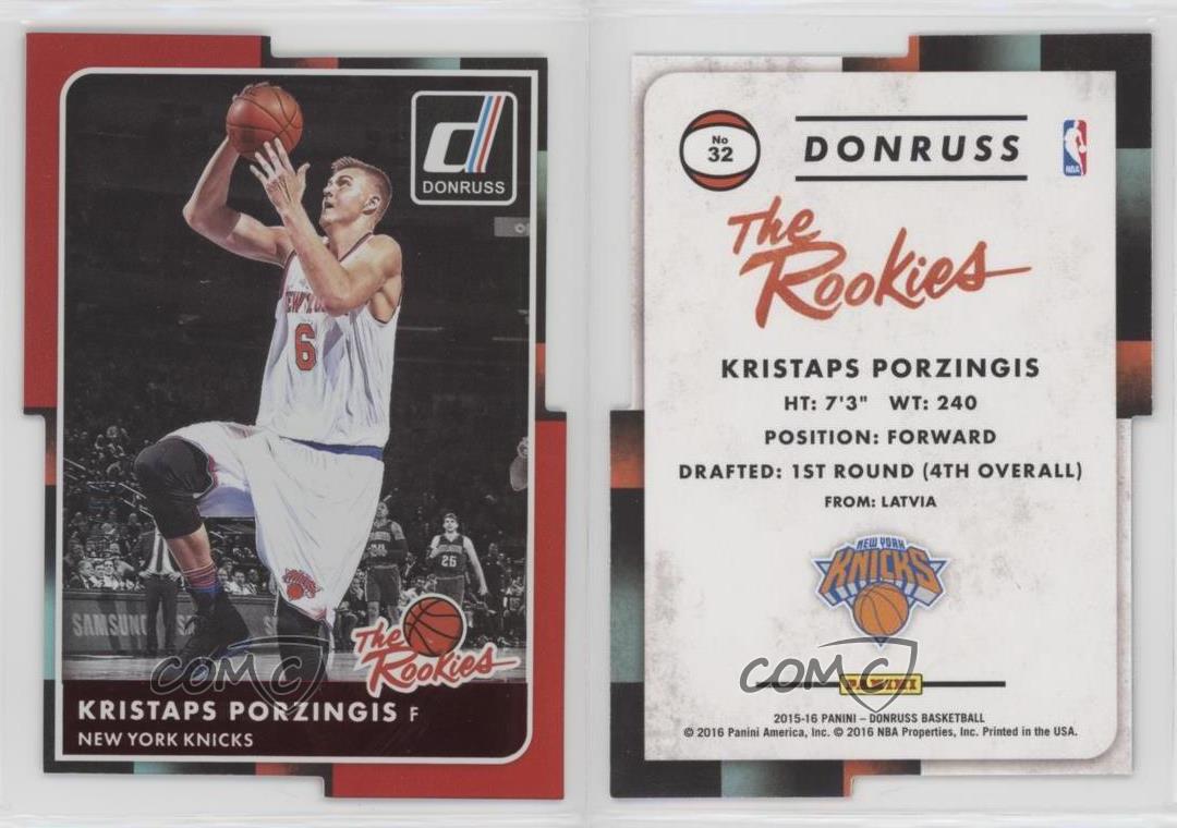 2015 Panini soldes Donruss The Rookies Inspirations Die-Cut /94 Kristaps Porzingis RC