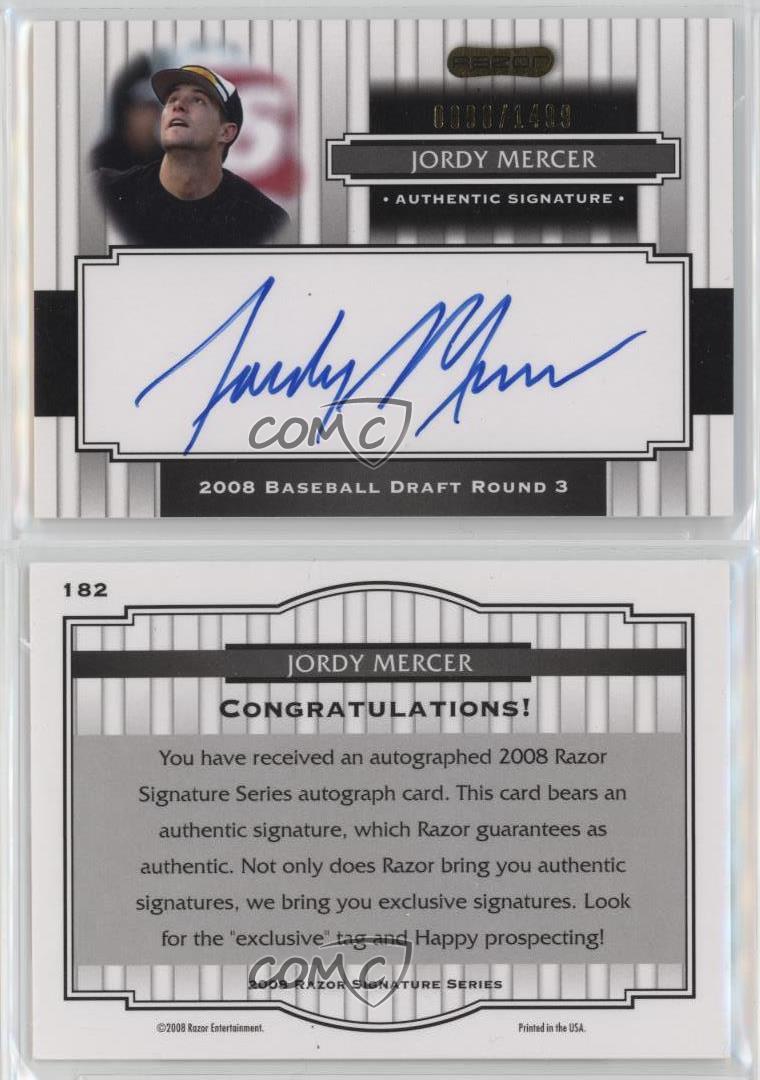Razor Signature Series 2008 /1499 Jordy Mercer #182 Auto - Foto 4 di 4