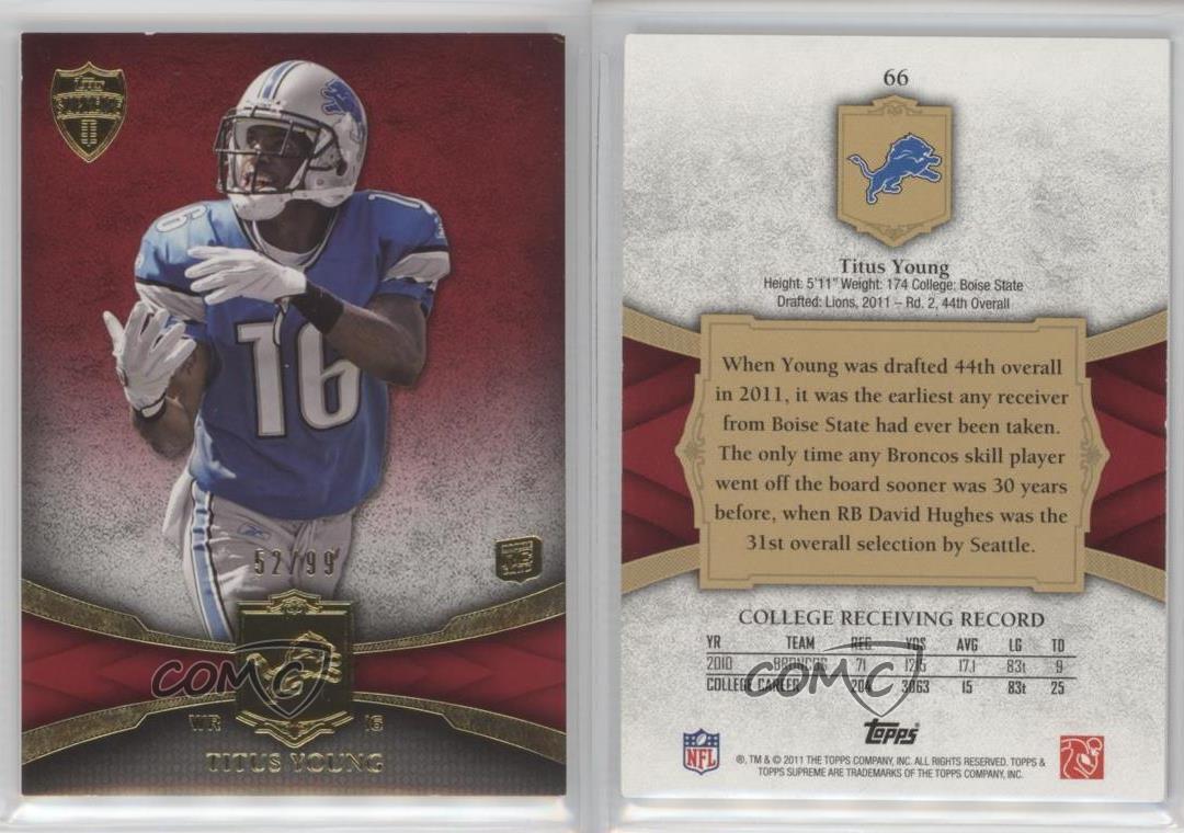 2011 Topps Supreme Rouge #66 Titus Young/99 