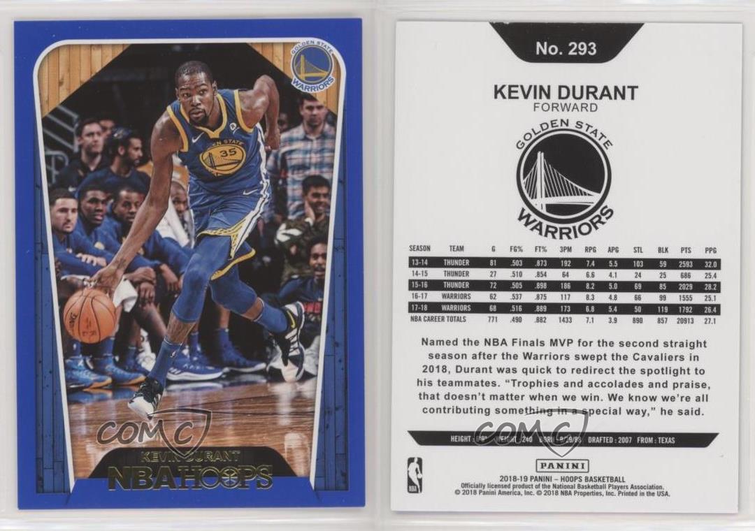Kevin Durant 2018-19 Panini NBA Hoops Tribute #293 Warriors Basketball Card