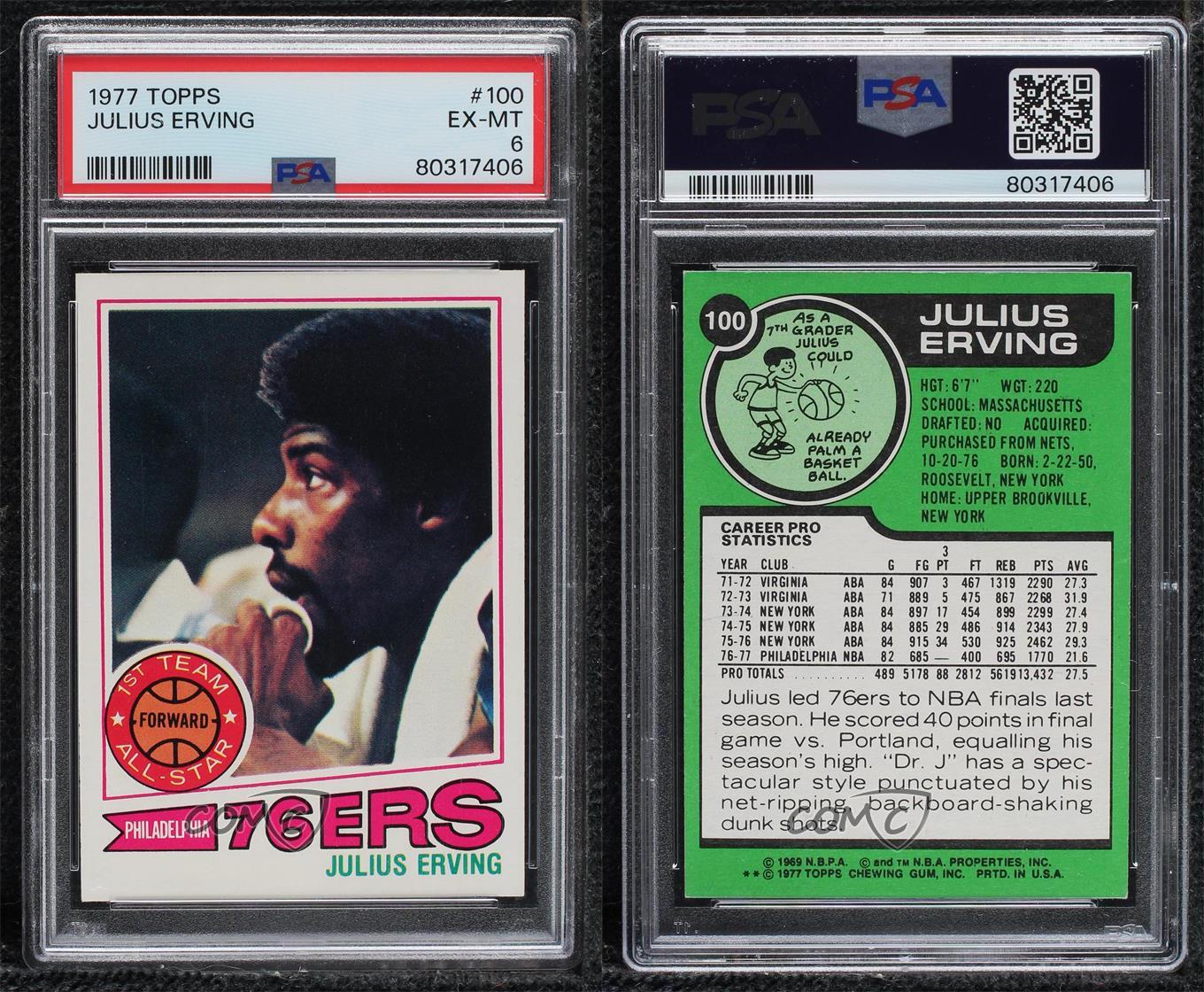 PSA 6 - Julius Erving - 1977 Topps