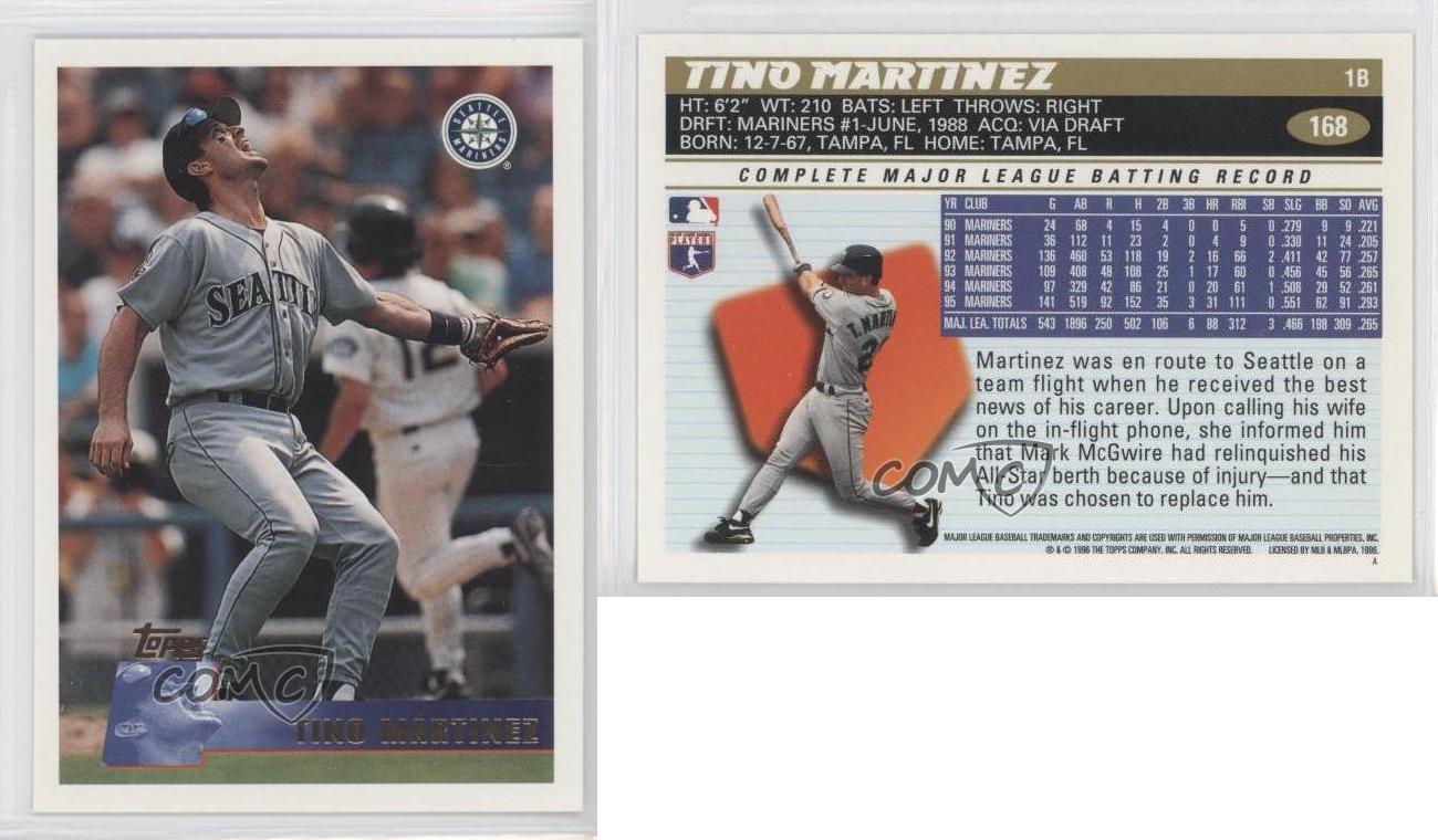 Tino Martinez 1996 Topps #168 Seattle Mariners Baseball Card