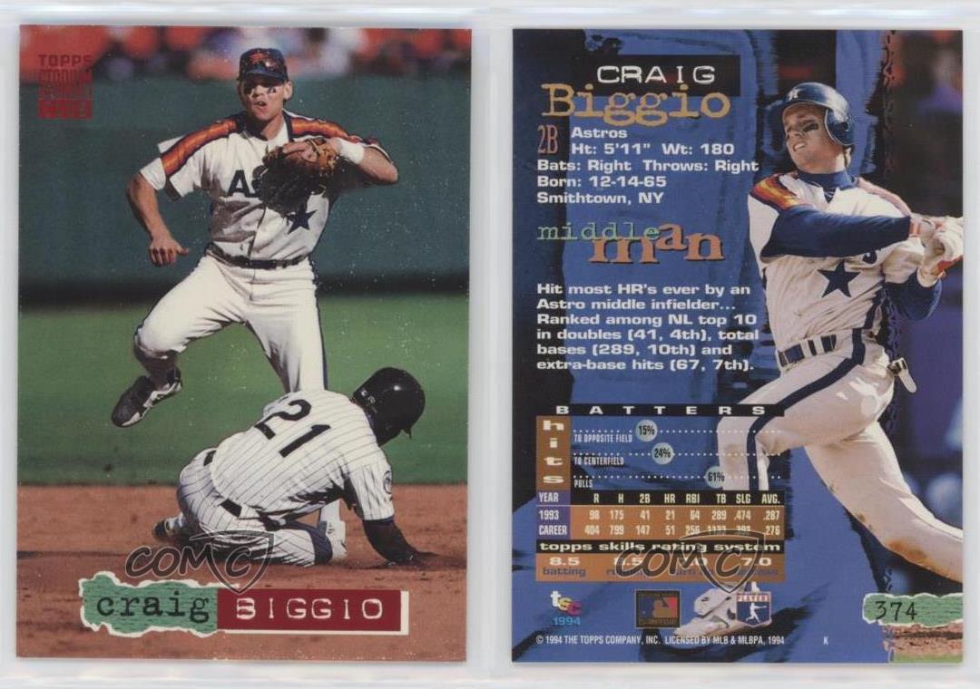  1994 Stadium Club Baseball Card #374 Craig Biggio