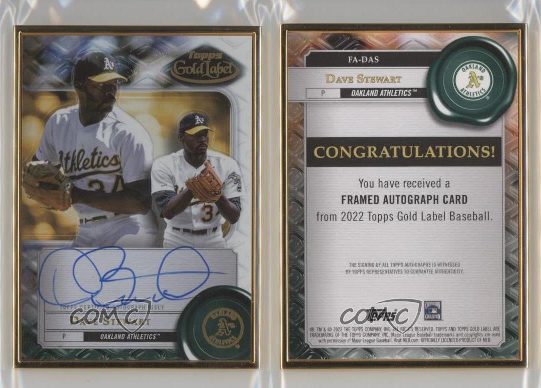 2022 Topps Gold Label Framed Auto Dave Stewart #FA-DAS Auto - Foto 3 di 3