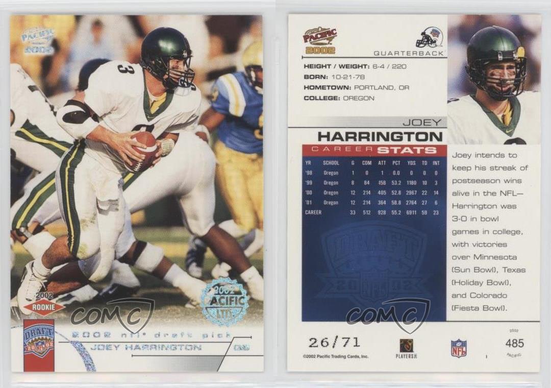 2002 Pacific LTD /71 Joey Harrington #485 Rookie | eBay