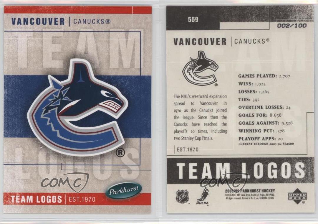 Logotipos del equipo Parkhurst 2005-06 facsímil automático/100 Vancouver Canucks #559 - Imagen 3 de 3