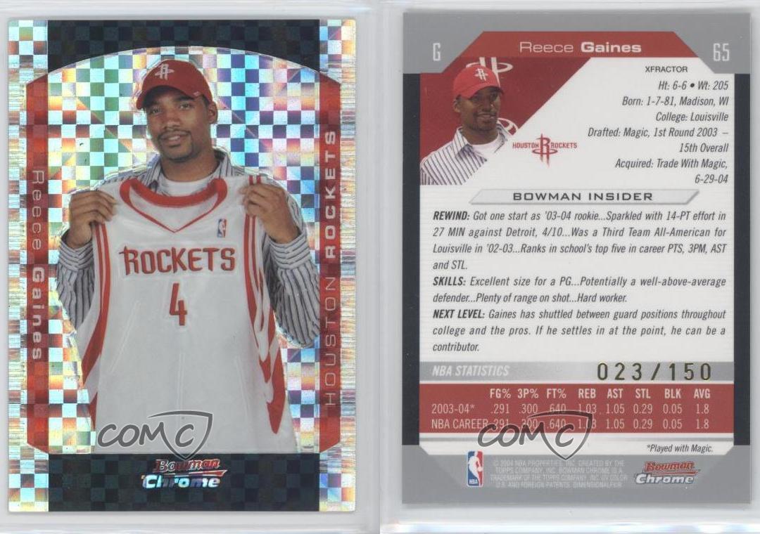 2004-05 Bowman Draft cromo X-Fractor/150 Reece Gaines #65 - Imagen 4 de 4