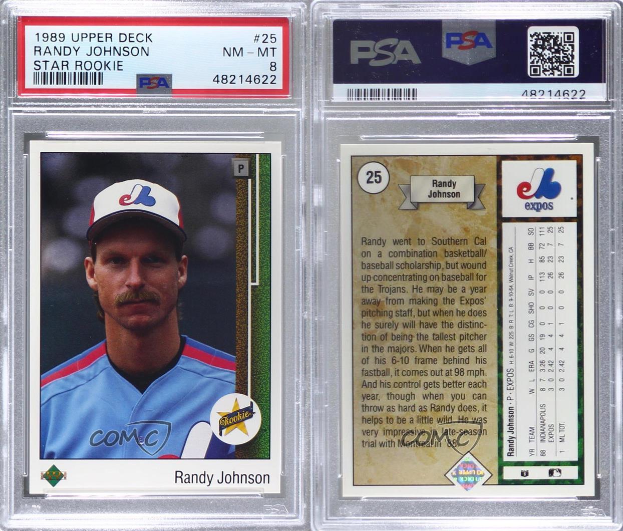 1989 Upper Deck #25 Randy Johnson Montreal Expos MLB Baseball Card (RC -  Rookie Card) NM-MT