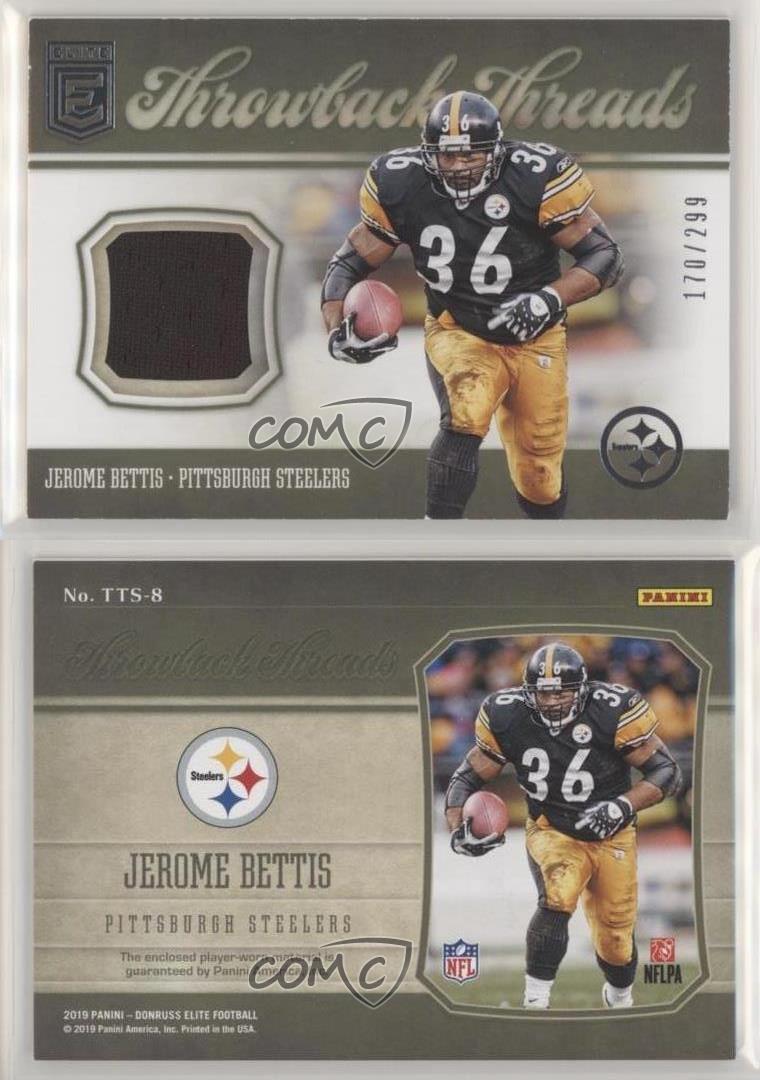 JEROME BETTIS STEELERS 2019 ELITE THROWBACK THREADS JERSEY #55/299