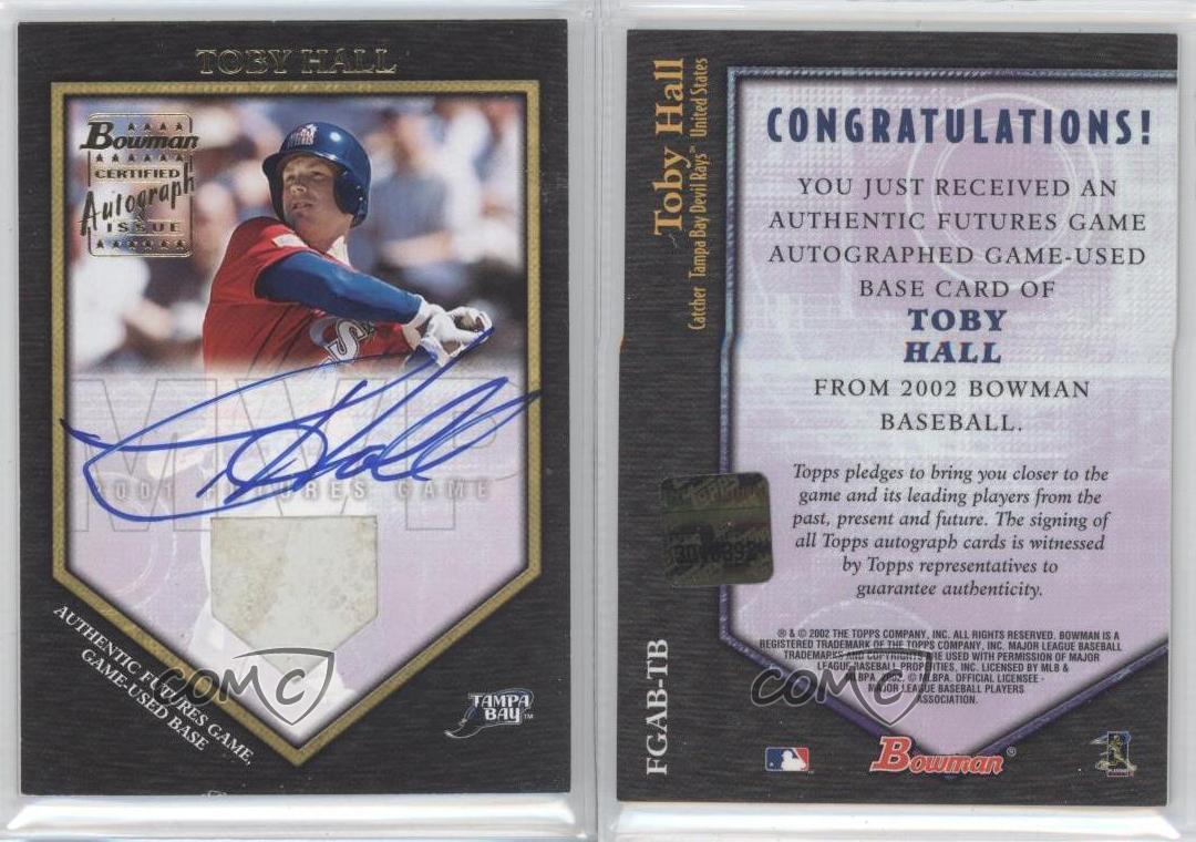 2002 Bowman Futures Game Auto Base Toby Hall #FGAB-TB Auto - Picture 4 of 4