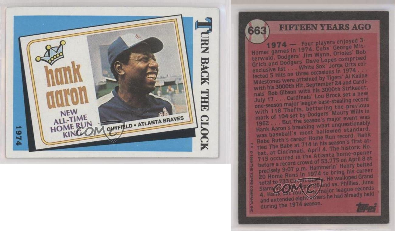 Hank Aaron [Turn Back the Clock] #663 Prices, 1989 Topps