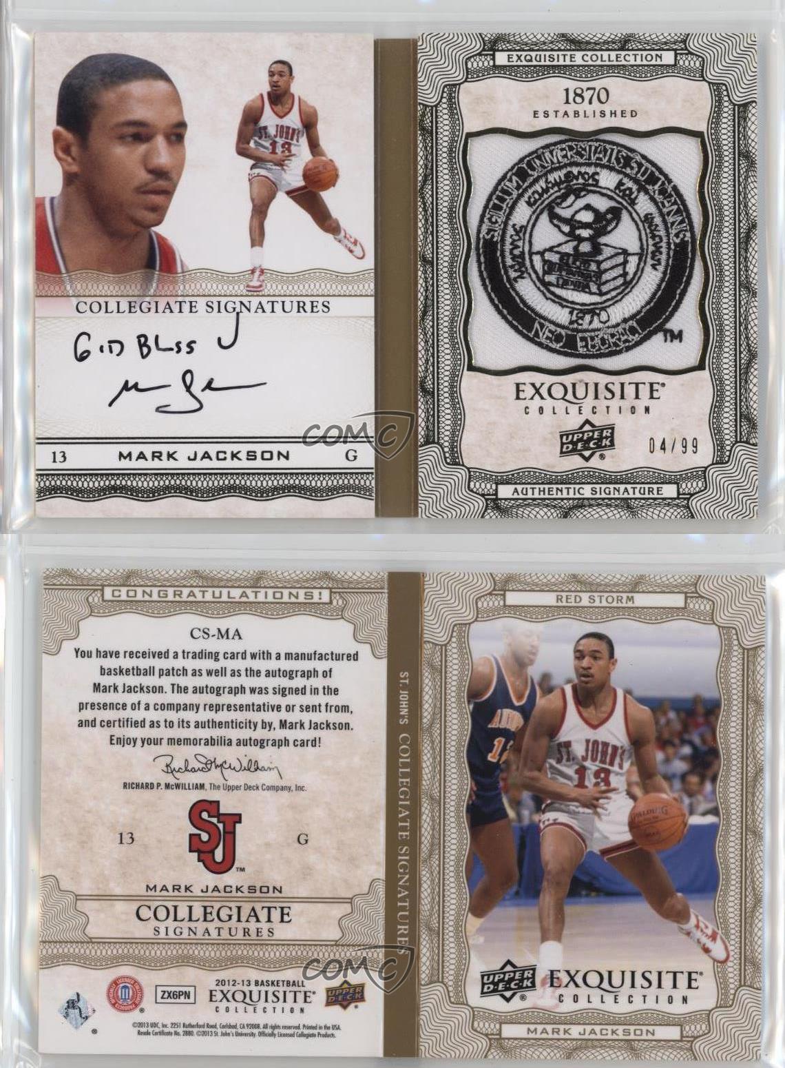 2012 Exquisite Collection Collegiate Signatures /99 Mark Jackson A #CS-MA Auto - Picture 3 of 3