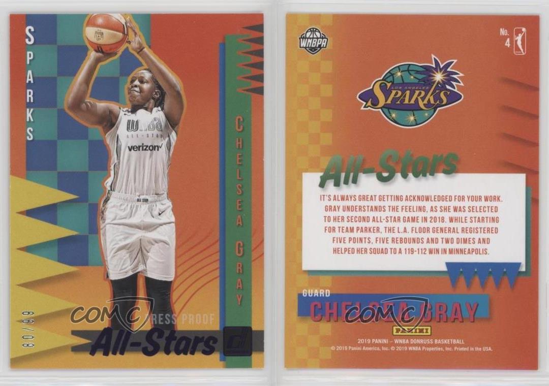 2019 Panini Donruss WNBA All-Stars Press Proof Purple /99 Chelsea Gray #4 - Picture 3 of 3
