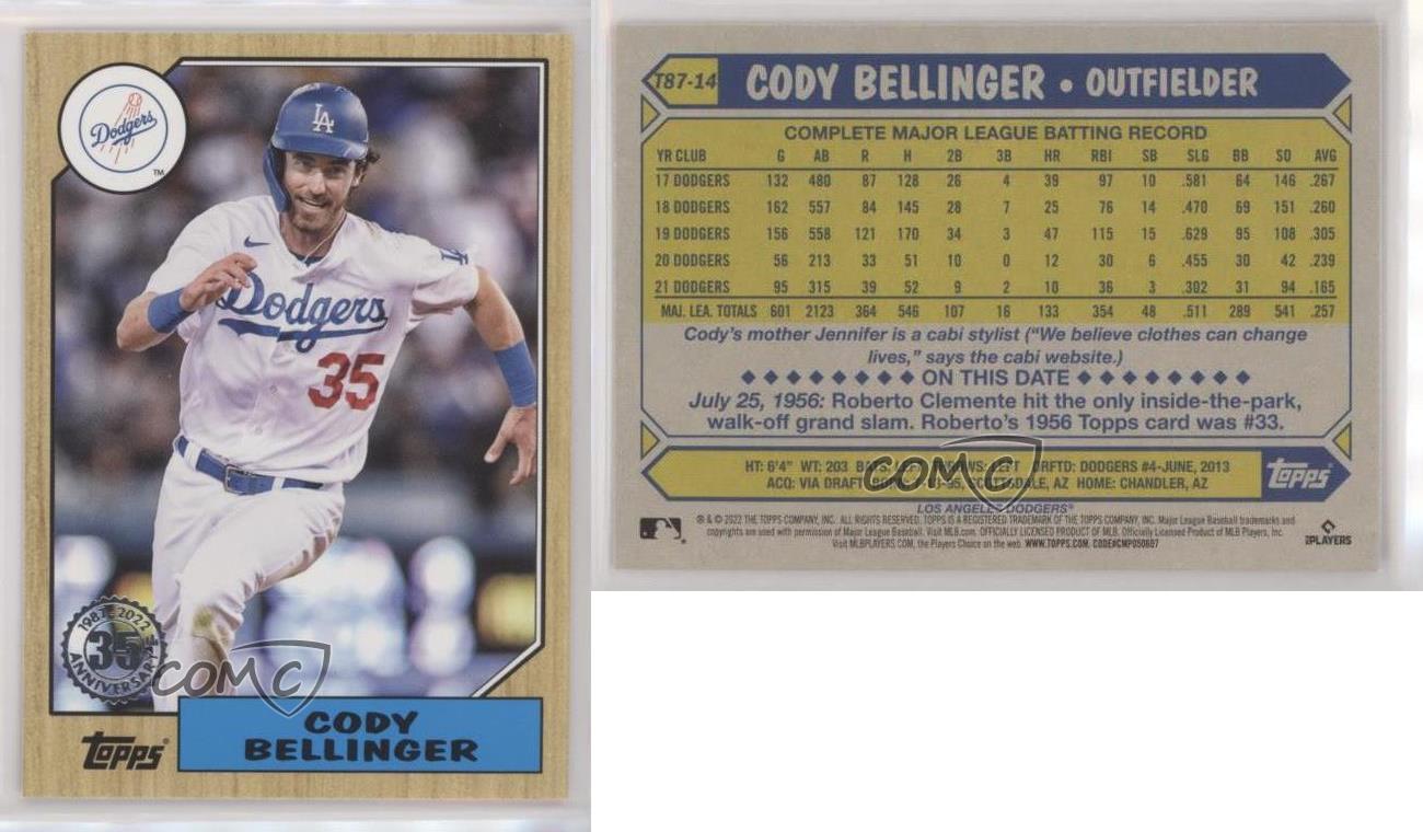 2022 Topps #T87-14 Cody Bellinger Los Angeles Dodgers 35th Anniversary