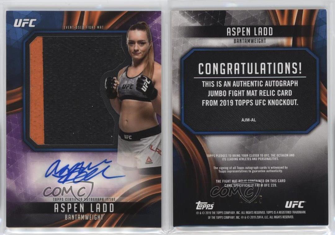 2019 Topps UFC Knockout Jumbo Fight Mat Relic Purple /25 Aspen Ladd #AJM-AL Auto