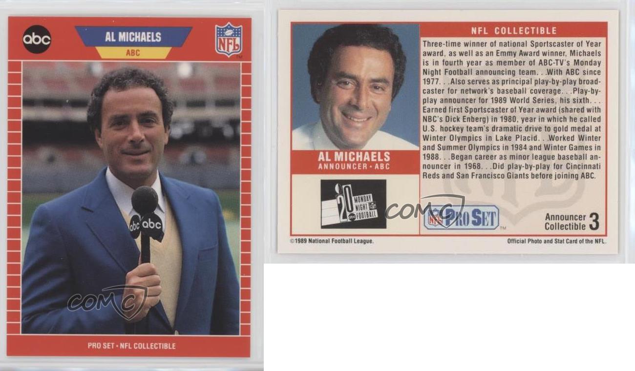 1989 Pro Set NFL Collectibles Football Announcers Al Michaels #3