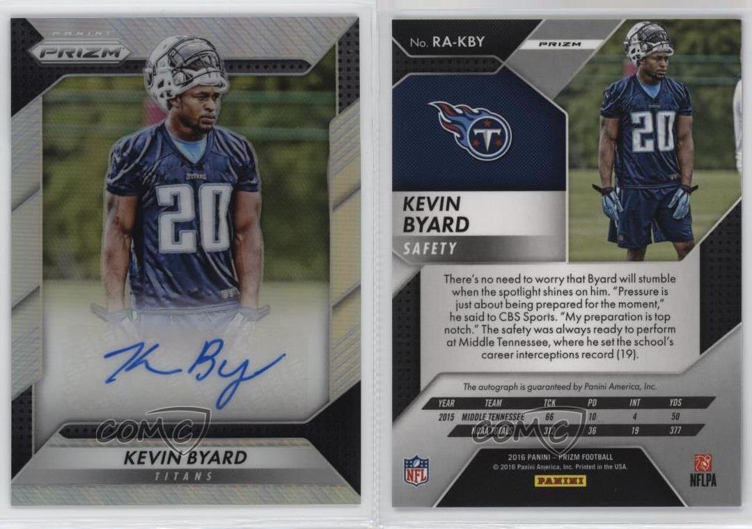 2016 Panini Prizm Rookie Auto Silver Prizm Kevin Byard #RA-KBY Auto RC