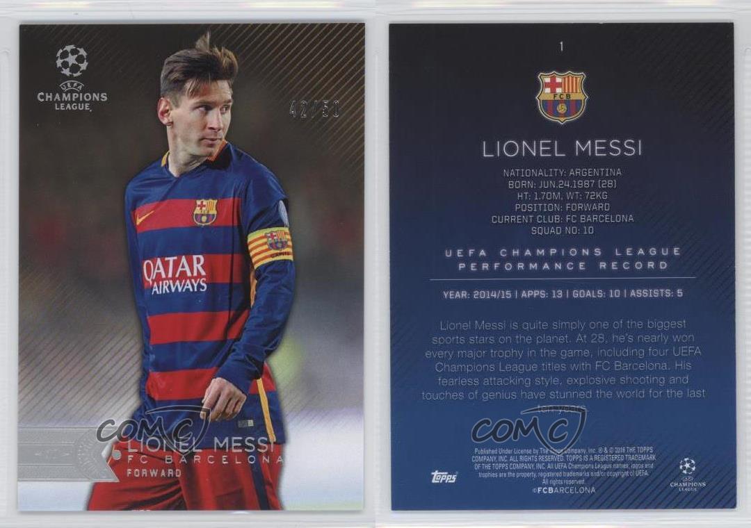 2015 2015-16 Topps UEFA Champions League Showcase Gold #1 Lionel Messi ...