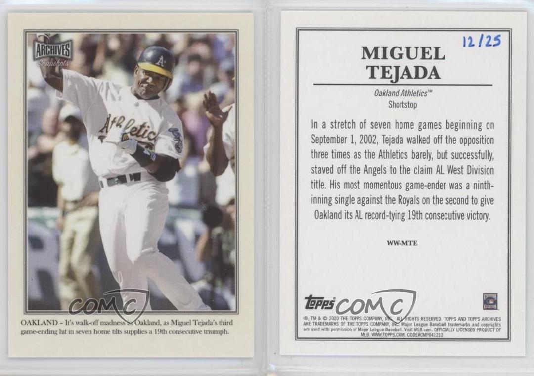 2020 Topps Archives Snapshots Walkoff Wires Color Image /25 Miguel Tejada