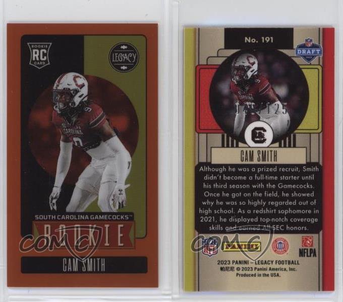 Mini naranja Panini Legacy Rookies 2023 edición premium/125 cámara Smith novato radiocontrol - Imagen 4 de 4