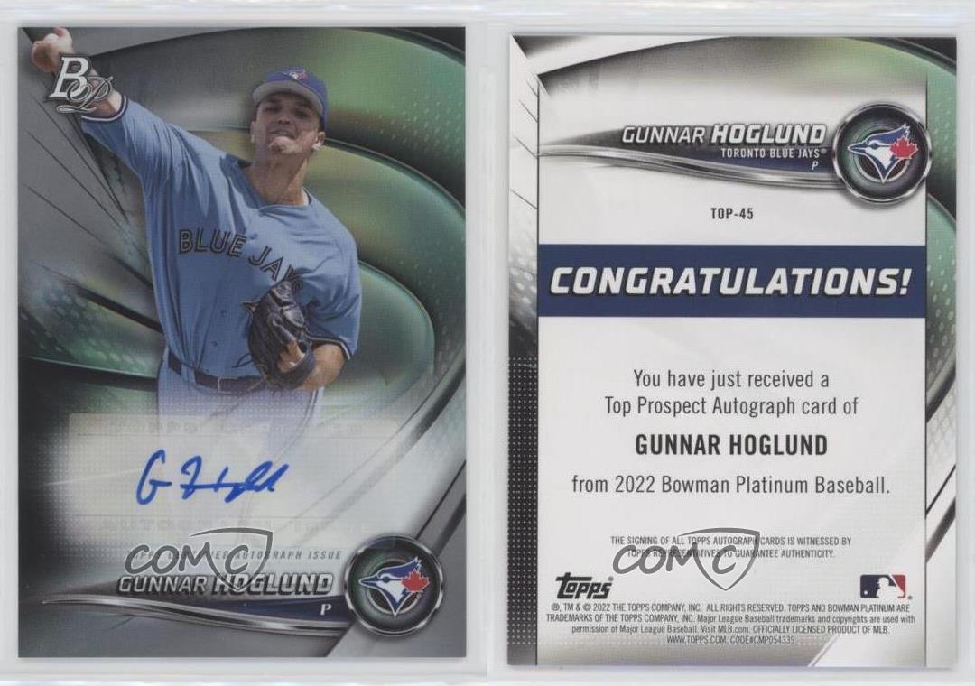 Gunnar Hoglund 2022 Topps Bowman Platinum Refractor Auto #TOP-45