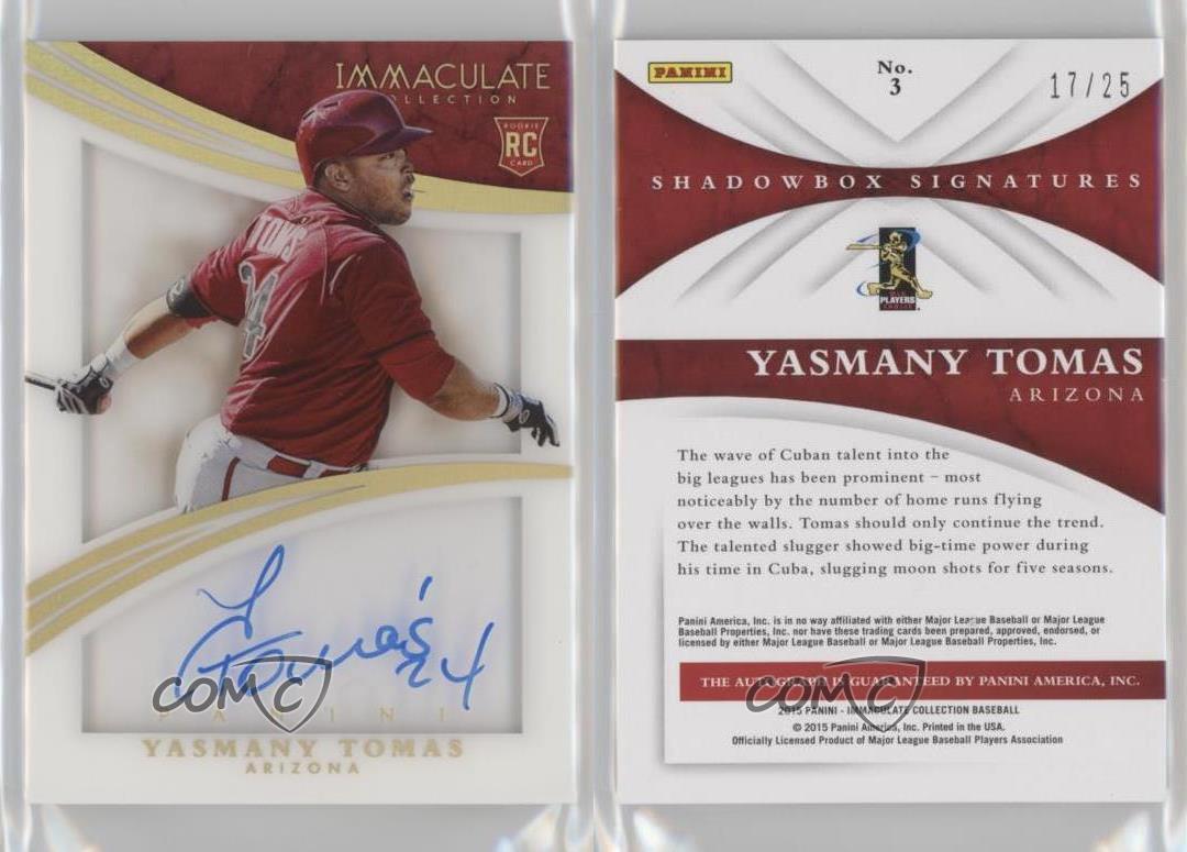 2015 Immaculate Shadowbox Signatures Holo Gold /25 Yasmany Tomas Rookie Auto RC