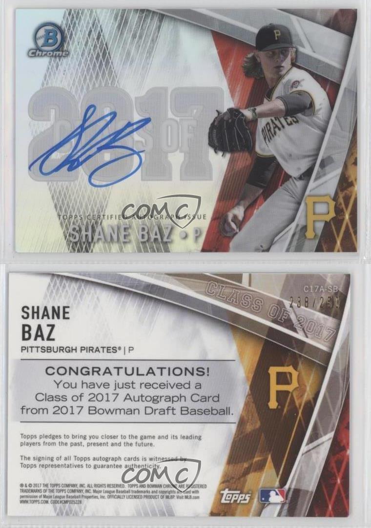 2017 Bowman Draft Class of 2017 Auto /250 Shane Baz #C17A-SB Auto - Bild 4 von 4