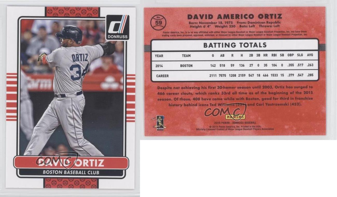 2015 Donruss #59 David Ortiz Red Sox graded PSA 10 Gem Mint 