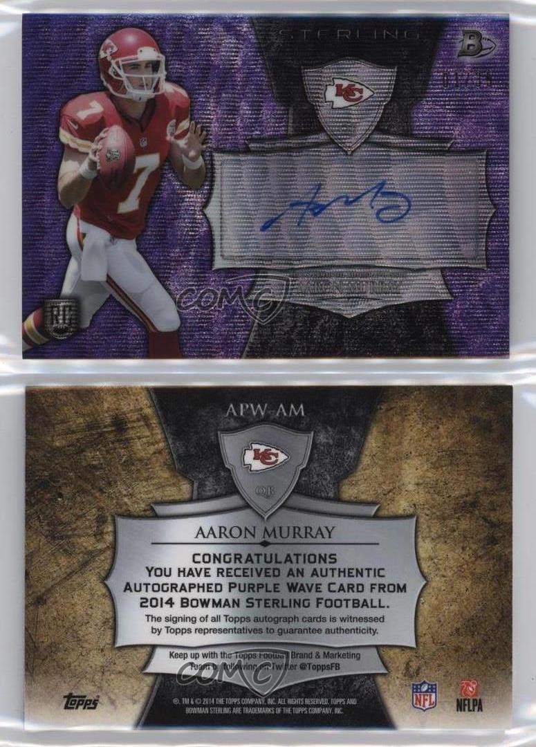 2014 Bowman Sterling Purple Wave Box Topper /35 Aaron Murray Rookie Auto RC