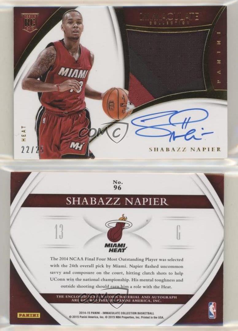 2014 Panini Immaculate Premium /25 Shabazz Napier #96 RPA Rookie Patch Auto  RC | eBay