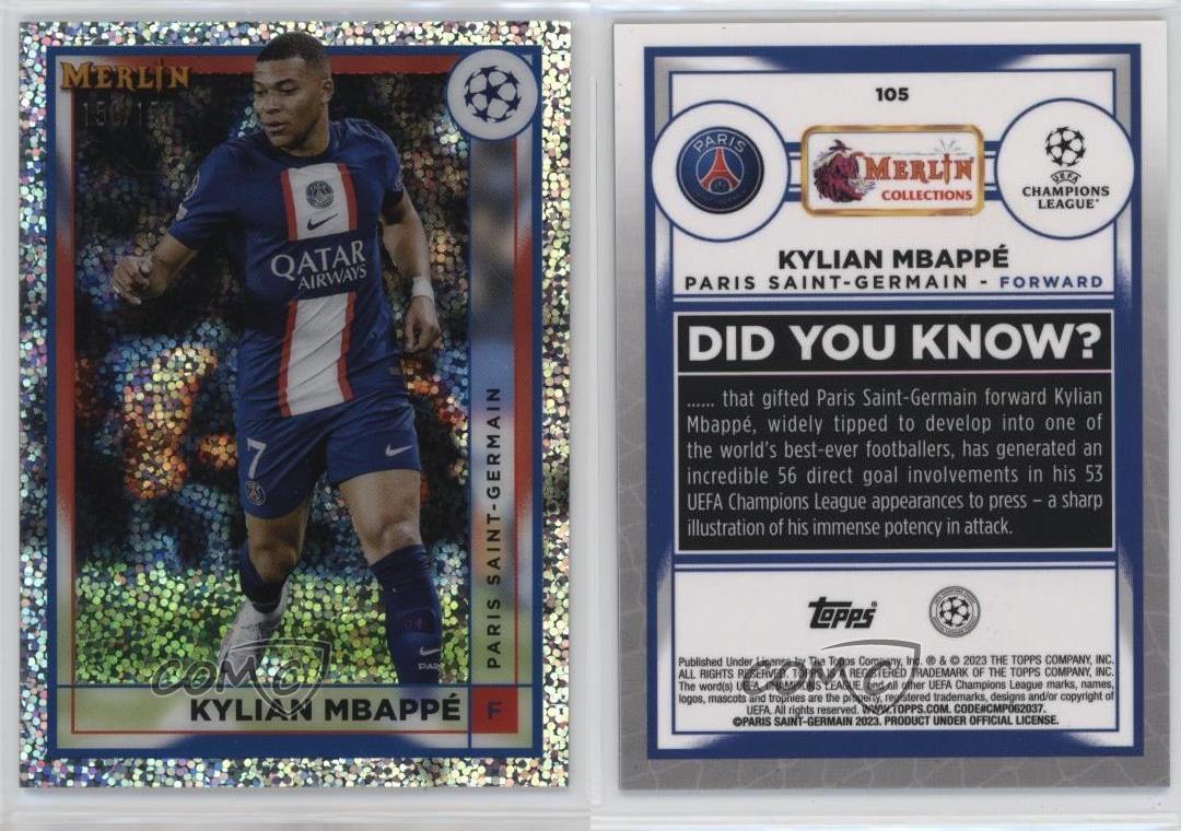 Merlín 2022 UEFA Club Competitions Speckle Refractor/150 Kylian Mbappe Mbappé - Imagen 3 de 4