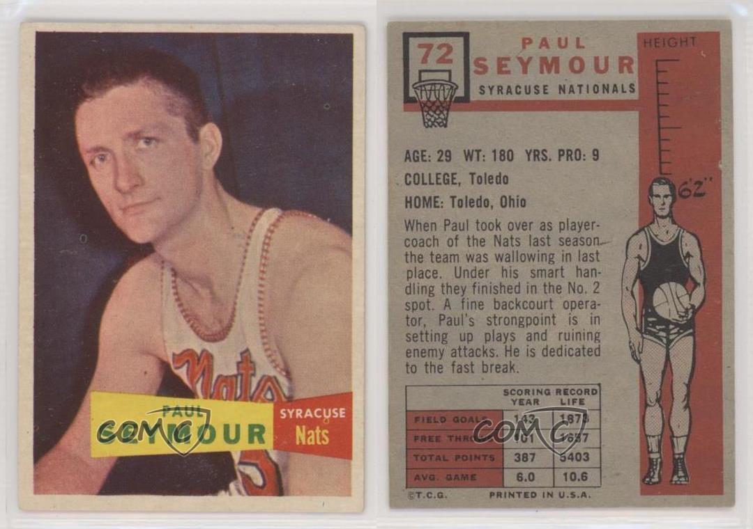 thumbnail 3  - 1957-58 Topps Paul Seymour #72 Rookie RC