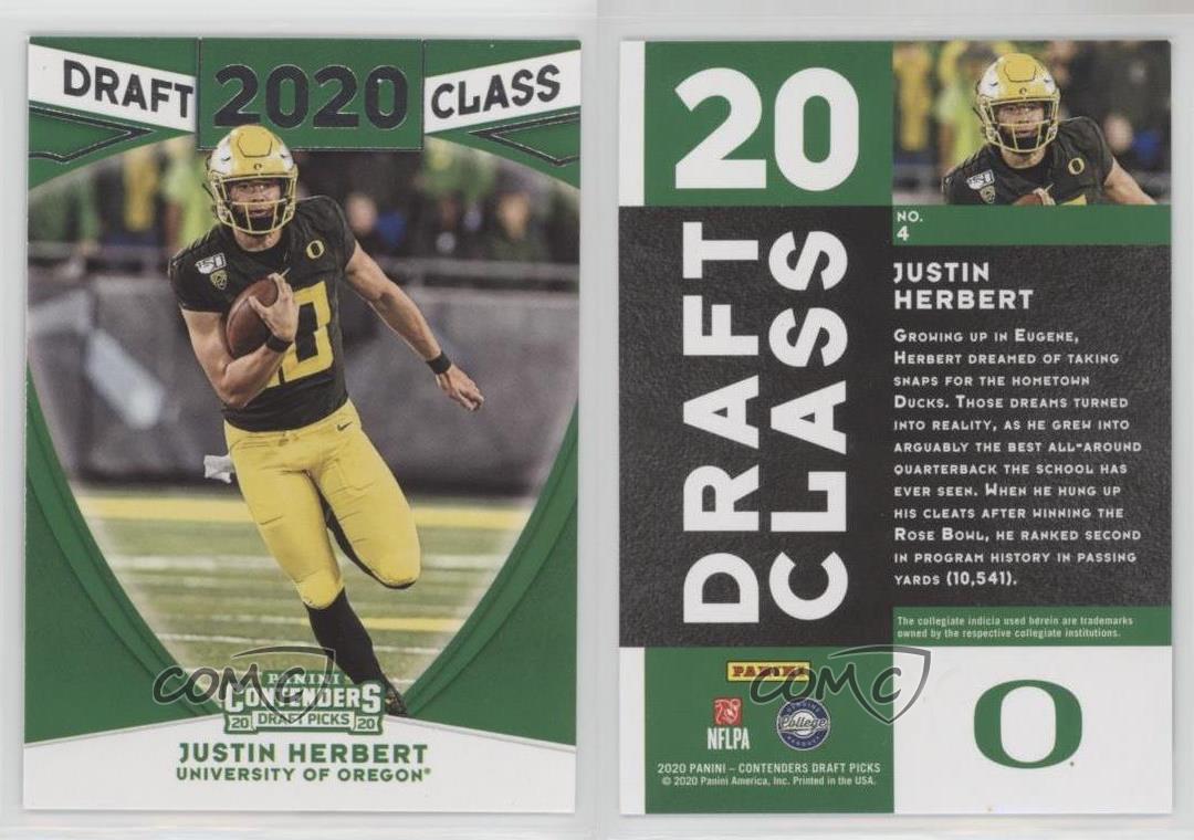 JUSTIN HERBERT CHARGERS 2020 CONTENDERS DRAFT PICKS DRAFT CLASS #4 (F-2456)