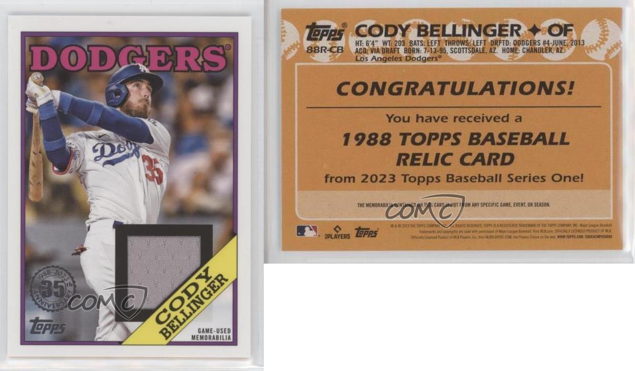 2023 Topps Series 1 1988 Topps Relic Cody Bellinger Dodgers (gray)