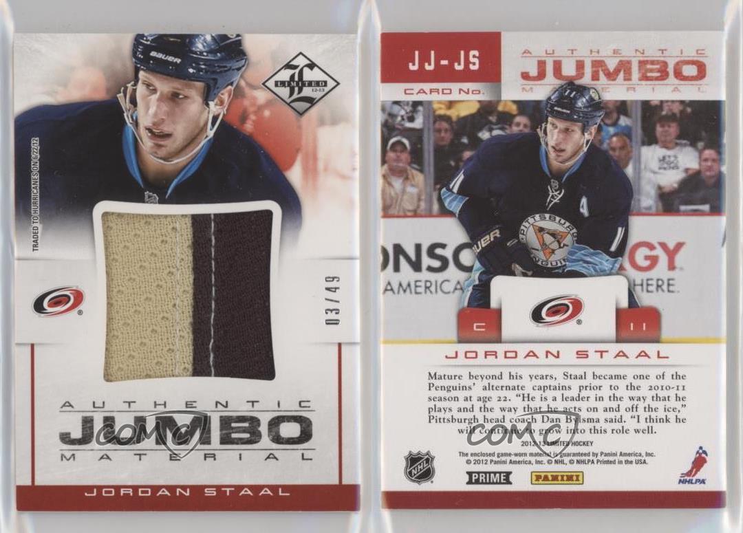 2012-13 Panini Limited Authentic Jumbo Material Prime /49 Jordan Staal #JJ-JS