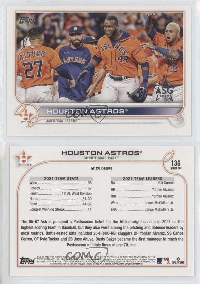 2022 Topps Series 1 #136 Houston Astros Green Foil Parallel 368