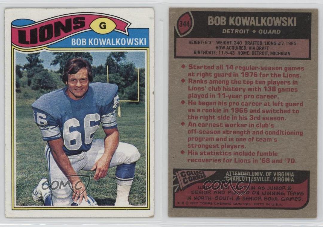 Robert Kowalkowski Autographed 1977 Topps Card #344 Detroit Lions PSA/DNA  #83367647