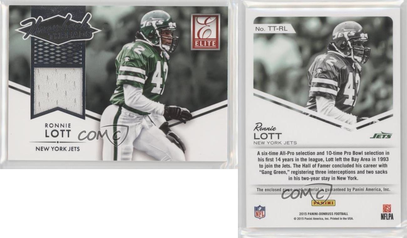 2015 Donruss Elite Throwback Threads Ronnie Lott Jersey New York Jets