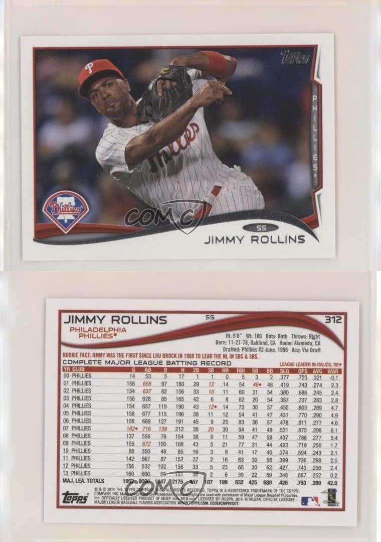 Jimmy Rollins 2014 TOPPS #312 Philadelphia Phillies at 's