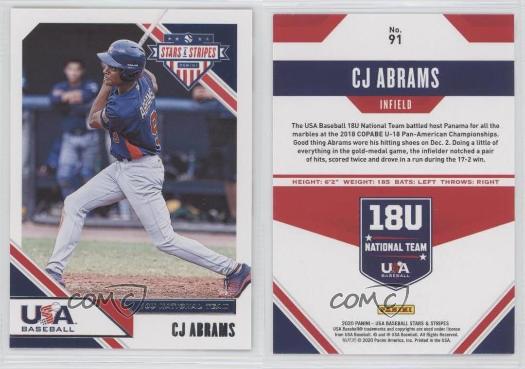 2020 Stars and Stripes Foil Retail #91 CJ Abrams USA Baseball 18U National Team Official Panini America USA Baseball Licensed Trading Card 