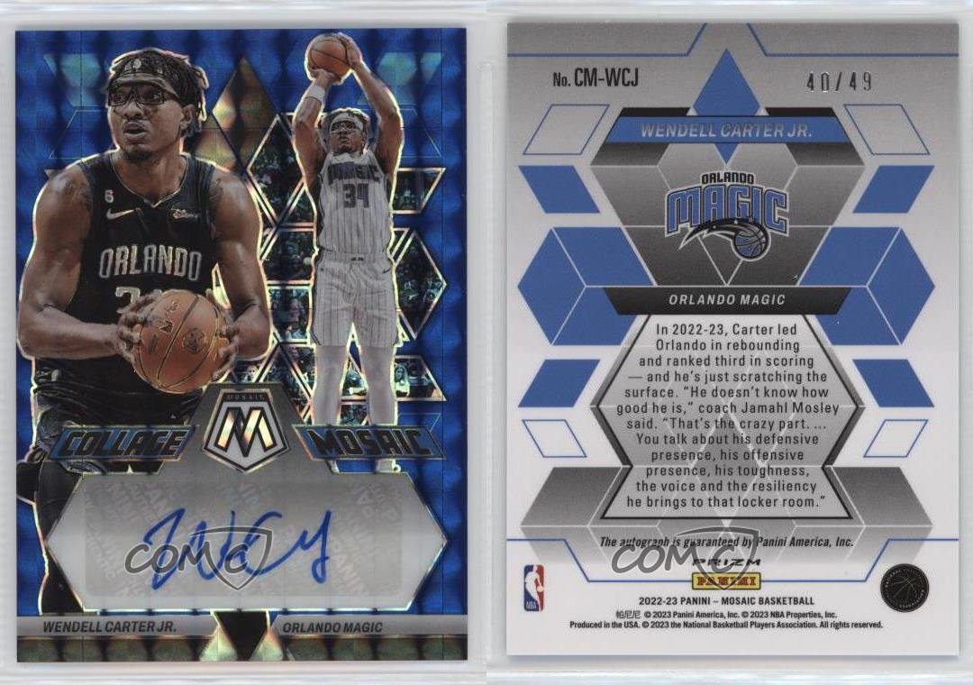 2022-23 Panini Mosaic Collage Blue Prizm /49 Wendell Carter Jr #CM-WCJ Auto