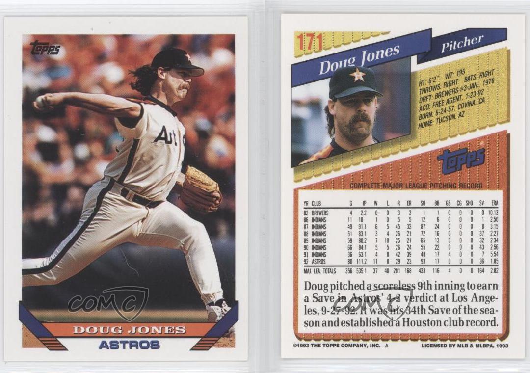 1993 Topps 171 Doug Jones Houston Astros Baseball Card eBay