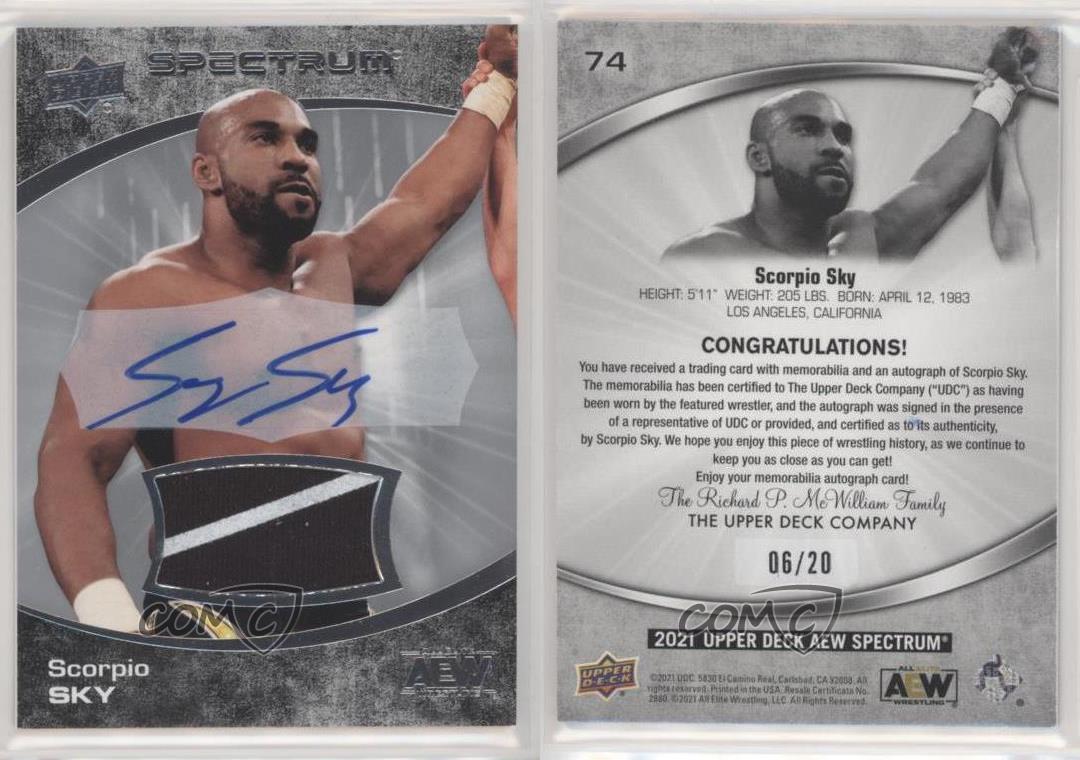 2021 Upper Deck AEW Spectrum Memorabilia /20 Scorpio Sky #74 Rookie Auto RC