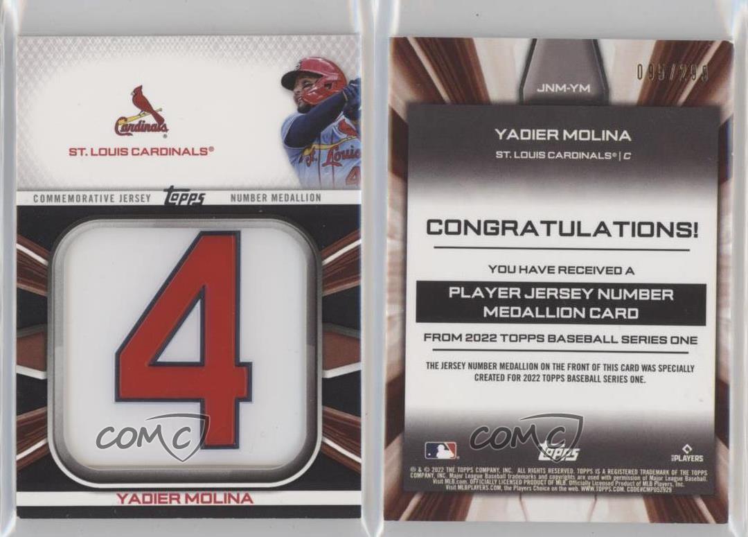 2022 Serie 1 Trikot Nummer Medaillon Gedenkrelikte schwarz Yadier Molina - Bild 3 von 4