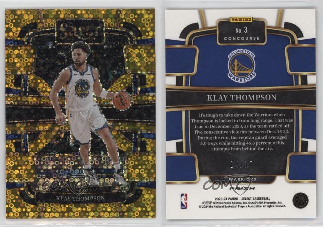 2023-24 Panini Select Concourse Gold Disco Prizm /10 Klay Thompson #3 - Foto 3 di 3