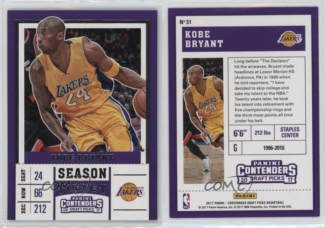 2017-18 Panini Contenders Draft Picks Season Kobe Bryant #31 HOF - Bild 4 von 5