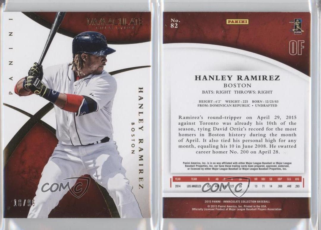 2015 Panini Immaculate Collection - #82 Hanley Ramirez /99