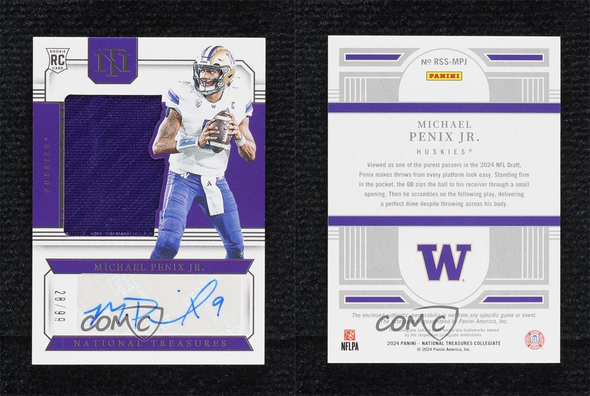 2024 Panini National Treasures Collegiate Rookie Silhouettes Michael Penix Jr #RS-MPJ /99 MEM RC